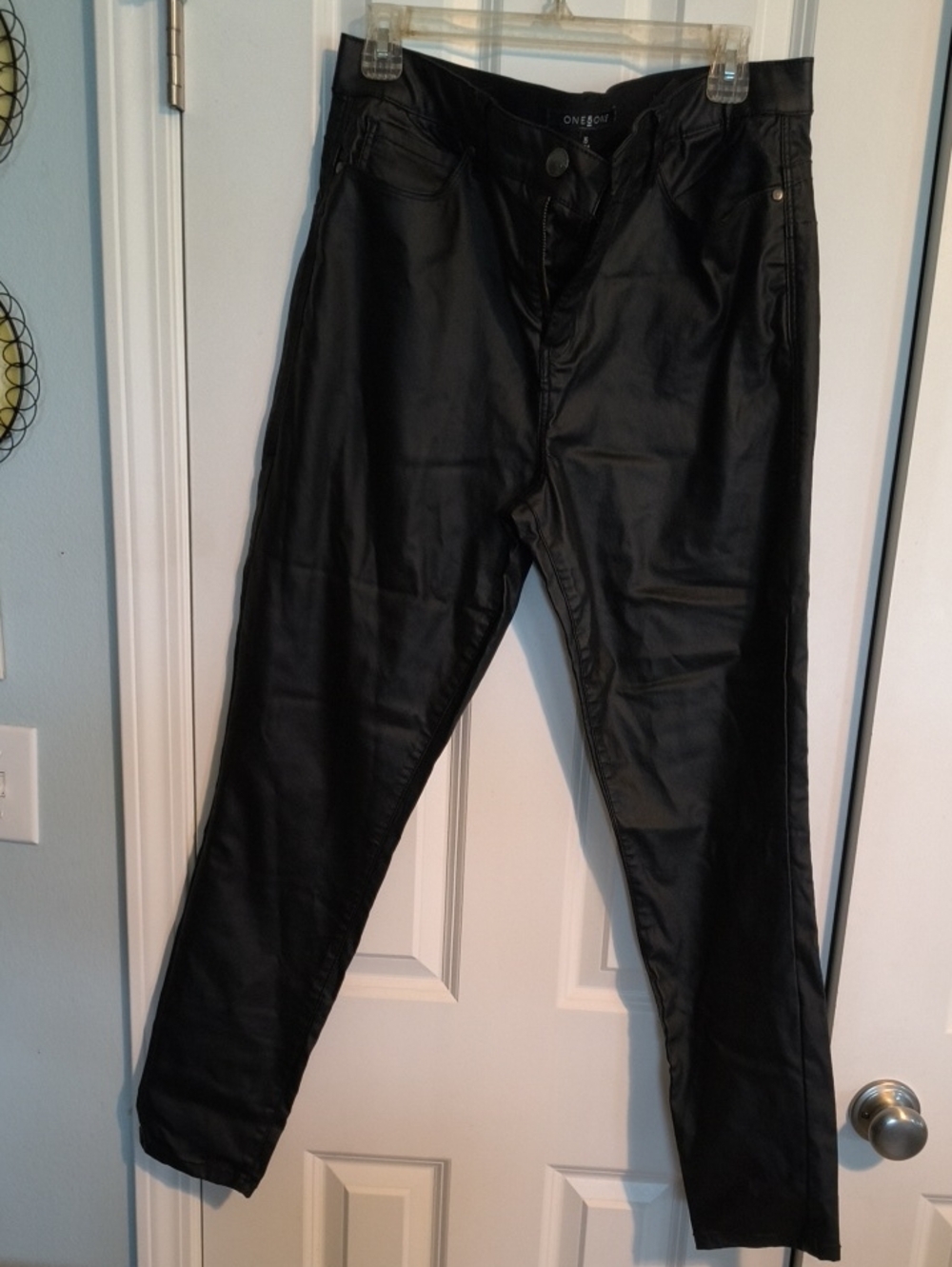 one 5 one Black Faux Leather Pants